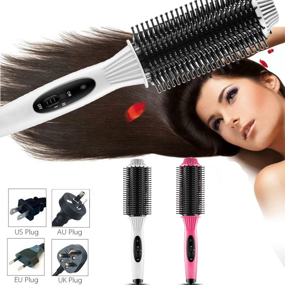 Peigne à lisser 2 en 1 pour cheveux secs et humides, brosse à bigoudi, outil de coiffure à chaleur rapide