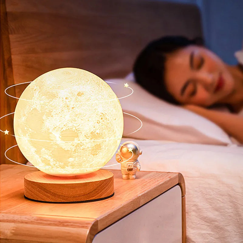 Lampe de nuit créative en forme de lune 3D, rotative à 360 °, pour la maison, le bureau, le contrôle tactile, 3 ou 16 couleurs, lampe de bureau Led