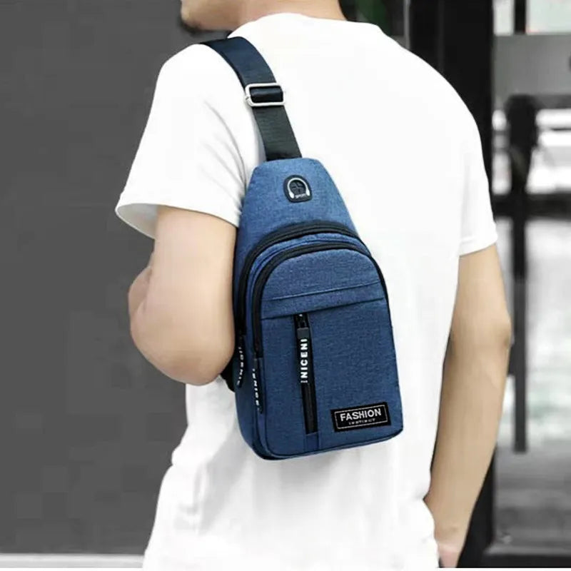 2023 New Multifunctional Chest Bag Men's Fashion Trend Oxford Cloth Shoulder Bag Korean Style Casual Waterproof Messenger Bag