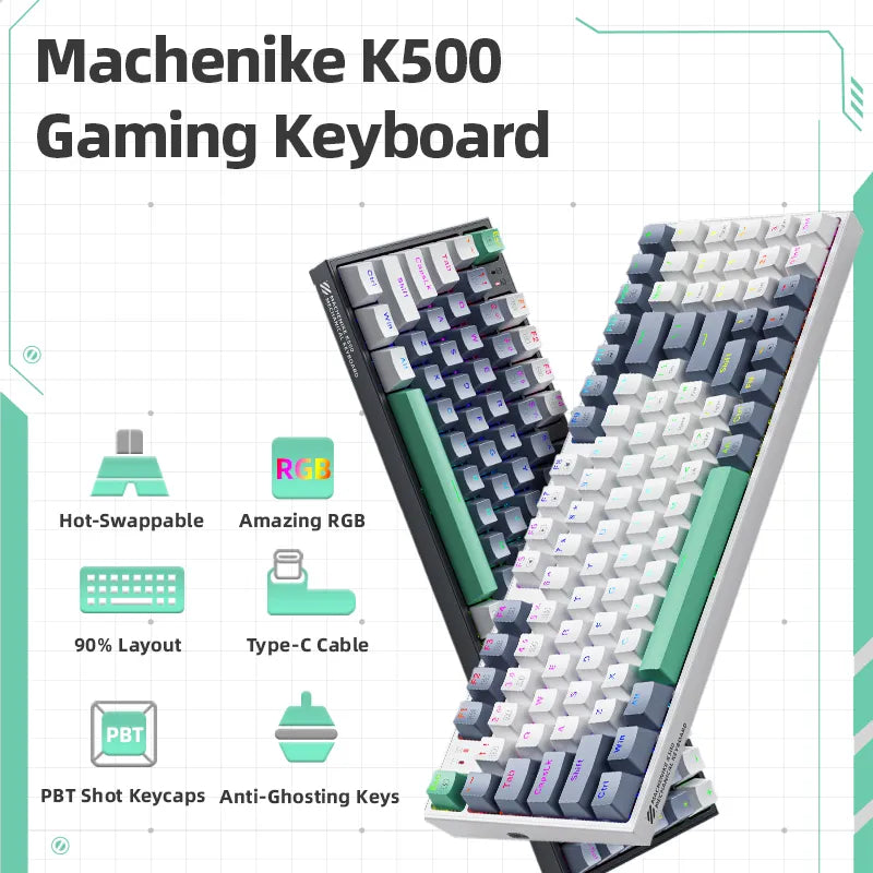 Machenike K500 clavier mécanique clavier de jeu clavier filaire échangeable à chaud 94 touches lumière rvb Mac Windows