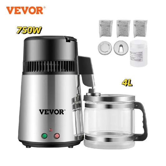 VEVOR 4L Water Distiller Purifier Filter for Drinking Water Bottle Electric Kettle Stainless Steel Cooler Office Home Appliances