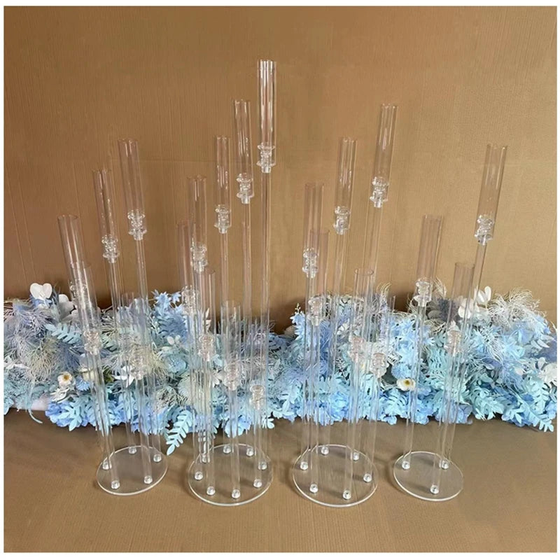 2 pièces 5 pièces 10 pièces décoration de mariage pièce maîtresse candélabres clair bougeoir chandeliers en acrylique pour les mariages événement fête