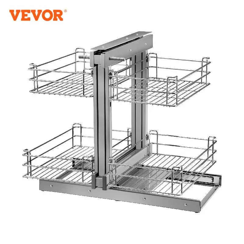 VEVOR Cloud Blind Corner Cabinet Pull Out Basket 2 Layer Easy to Install Carbon Steel Stainless Steel for Kitchen Corner Storage