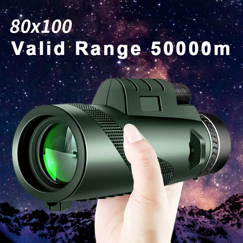 80x100 HD ZOOM Powerful Monocular Telescope Portable Binoculars Long Range Telescope Hunting Camping With Outdoor Camping Travel