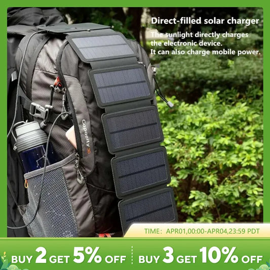 Outdoor Multifunctional Portable Solar Charging Panel Foldable 5V 1A USB Output Device Camping Tool High Power Output