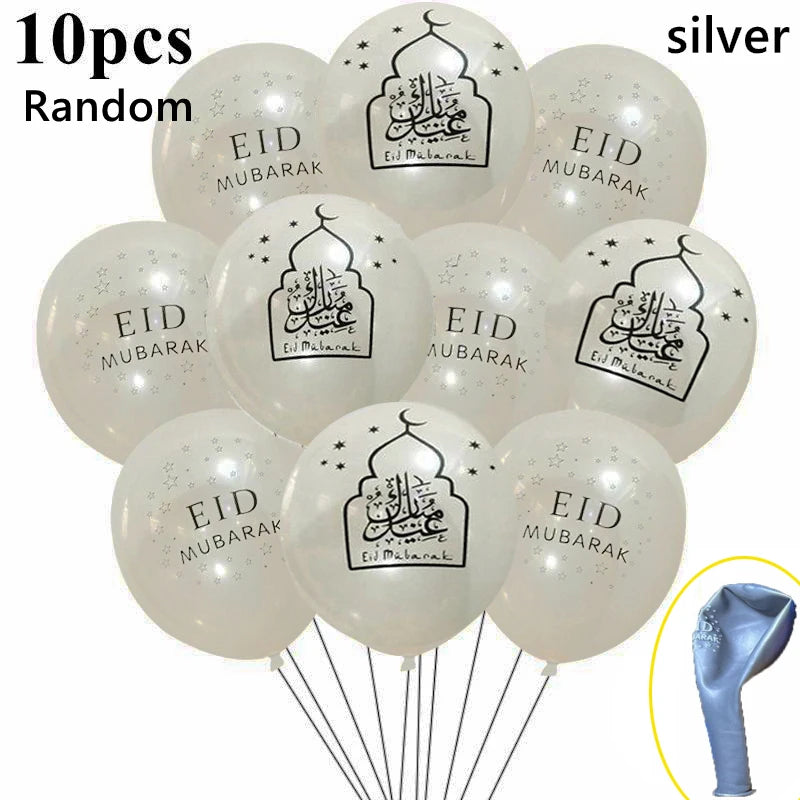 10pcs Eid Balloon Ramadan Decoration For Home 2024 Kareem Gurbang Islamic Festival Eid al-fitr Aid Mubarak Muslim Party Decor