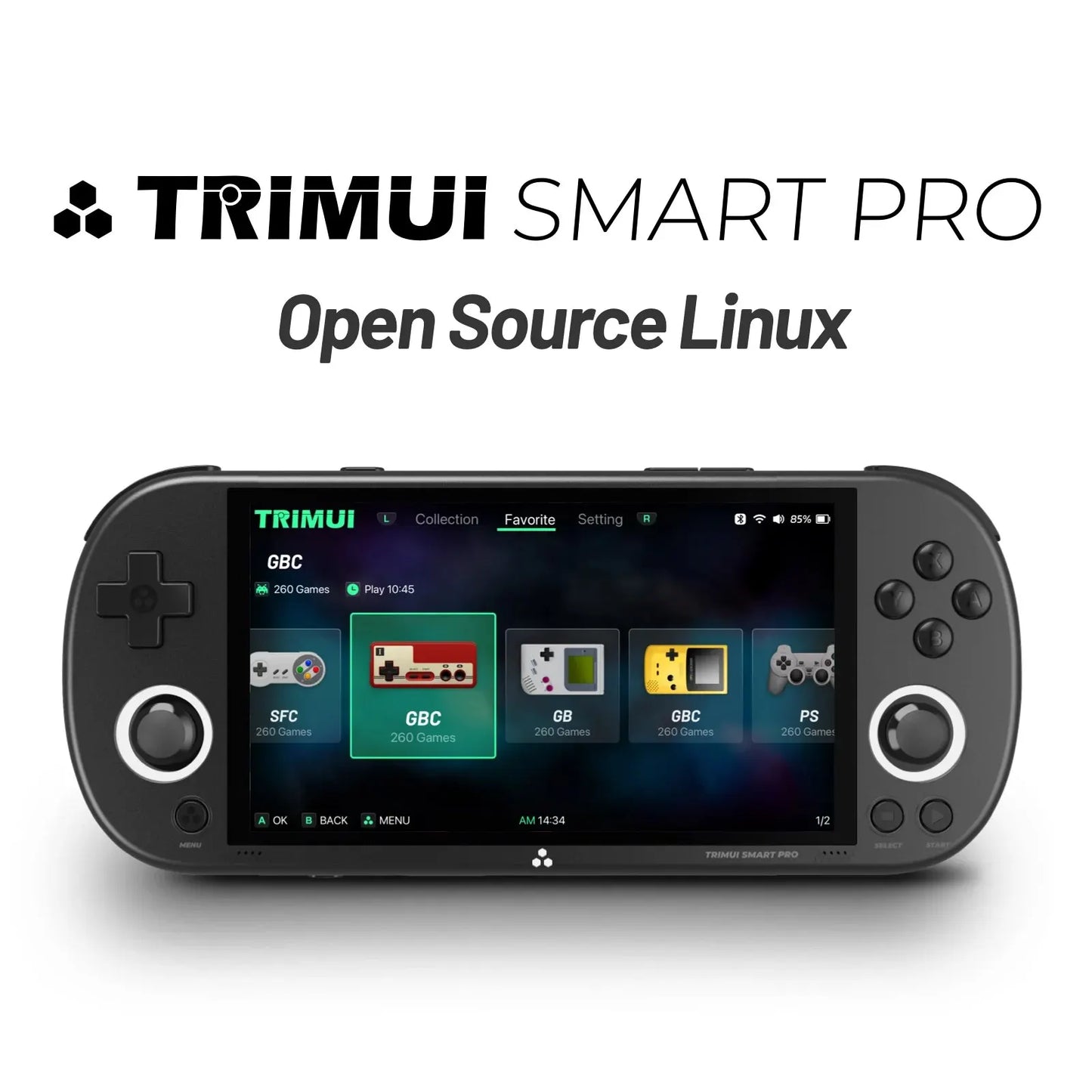 Consola de juegos portátil Ampown Smart Pro, pantalla IPS de 4,96 pulgadas, sistema Linux, Joystick, iluminación RGB, consola de videojuegos Retro Trimui, regalo