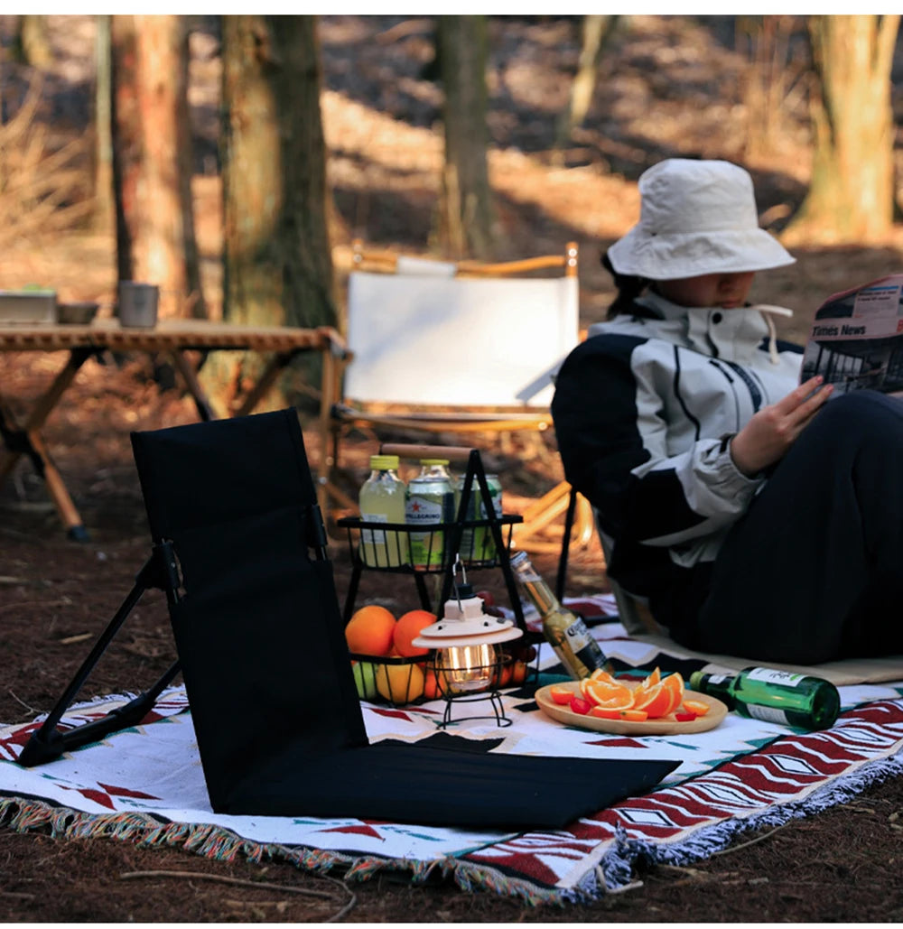 Silla plegable para acampar al aire libre, silla reclinable individual para jardín y parque, cojín con respaldo para Picnic, Camping, silla de playa plegable