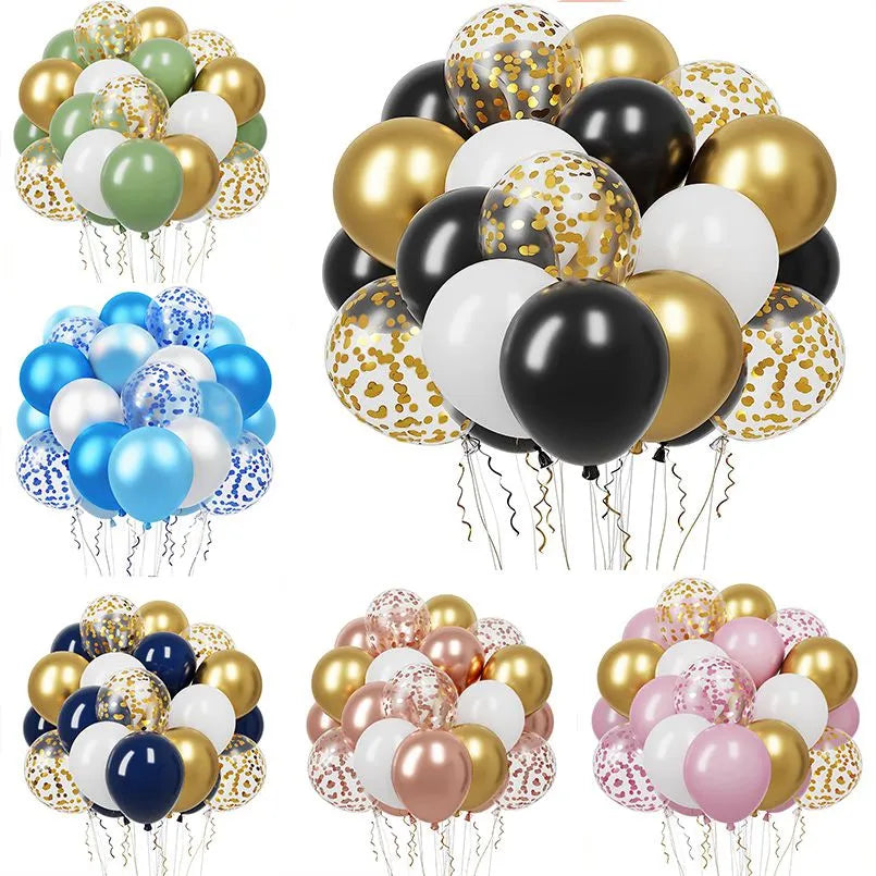 Kit de ballons confettis en Latex, 20 pièces, 12 pouces, avec rubans, décorations pour anniversaire, mariage, réception-cadeau pour bébé, fête de remise de diplôme