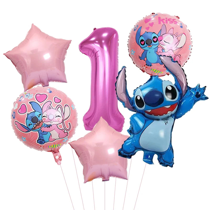 Ballons de fête Disney Lilo &amp; Stitch, 6 pièces, ensemble de ballons numériques 32 pouces, décorations de fête prénatale anniversaire, jouet pour enfants, cadeaux