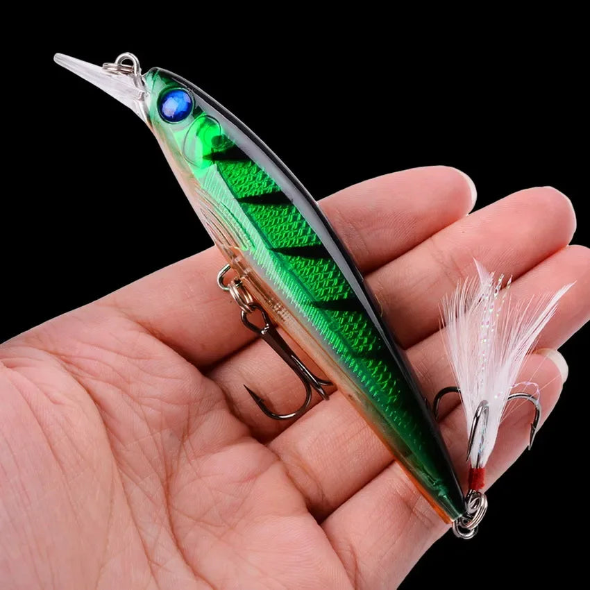 1 pièces Laser vairon leurre de pêche 11CM 13G pesca crochets poisson wobbler attirail manivelle artificiel japon appât dur swimbait