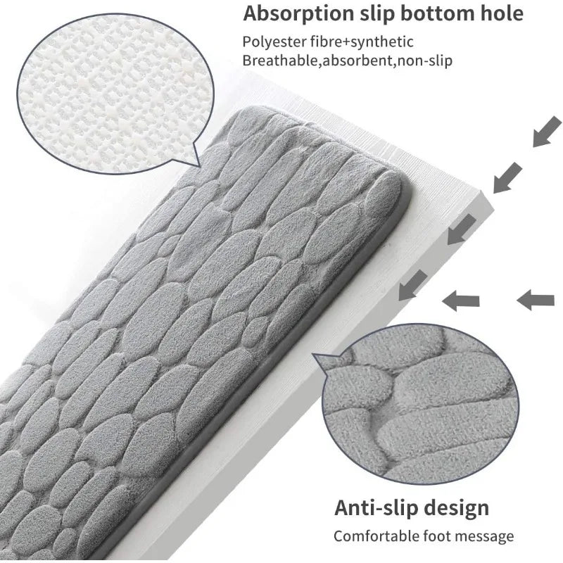 Tapis antidérapant en pierre à mémoire de forme, en relief, pour salle de bain, lavabo, baignoire, côté sol, paillasson de salle de douche