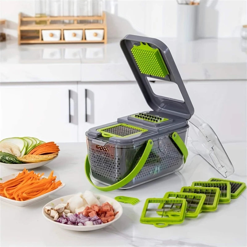 Juego de cortador de verduras de 22 piezas, cortador de frutas y verduras multifuncional, rallador de alimentos Manual, cortador de verduras en contenedor