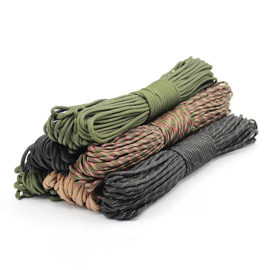 Cuerda Paracord 550 de 7 núcleos, 5, 15, 30 M de diámetro, 4mm para acampar al aire libre, cordón de supervivencia, cuerda de paracaídas, accesorios para tienda de senderismo