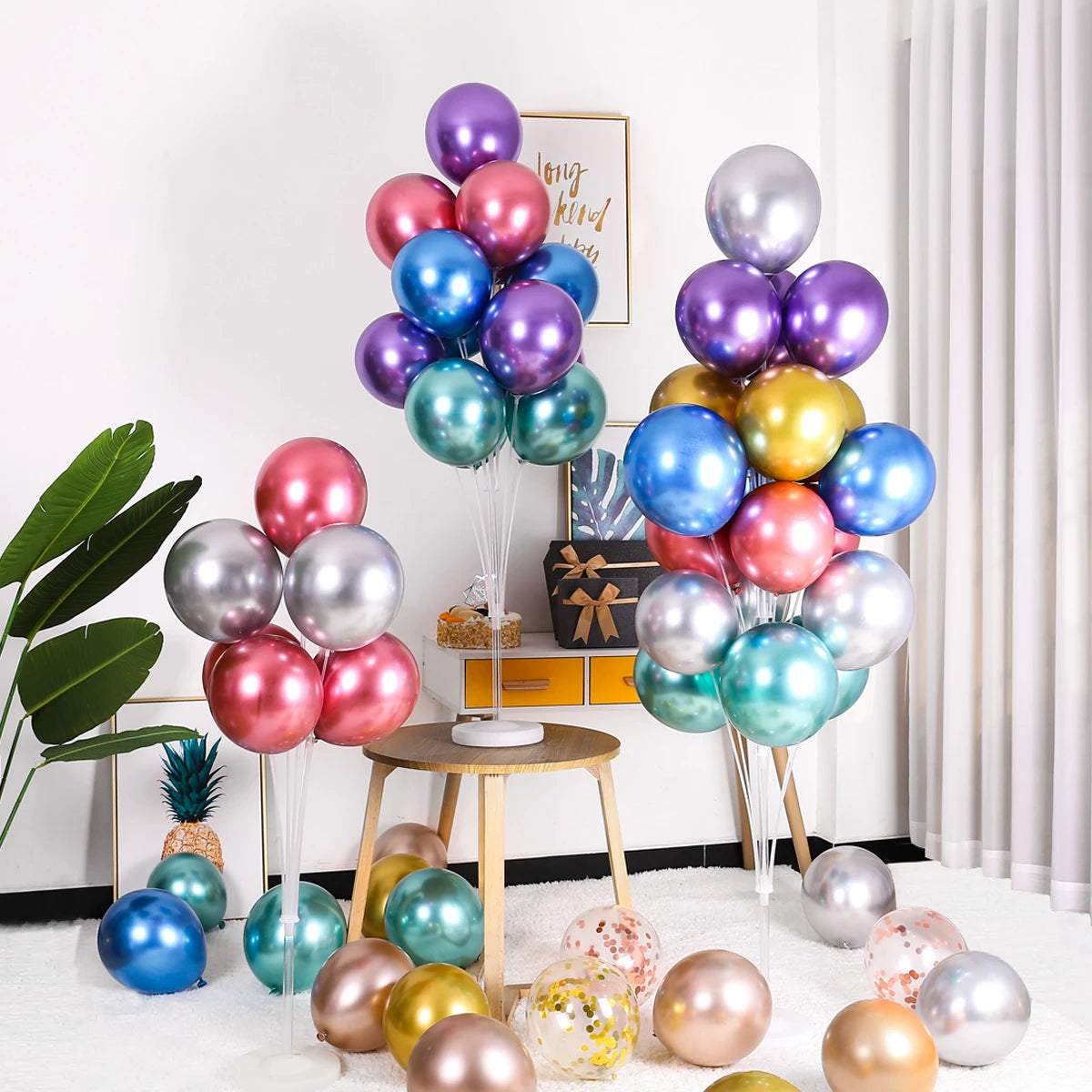 Soporte para globos de cumpleaños, soporte para globos, tubos de palo para globos, decoración para fiesta de cumpleaños y bodas, Baby Shower para niños