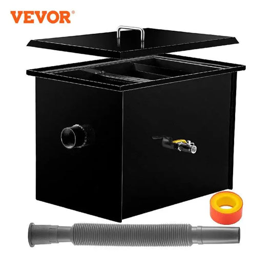 VEVOR 8-100Lbs Carbon Steel Grease Interceptor Grease Trap Interceptor Oil Water Separator Restaurant Waste Water Treatment Tool