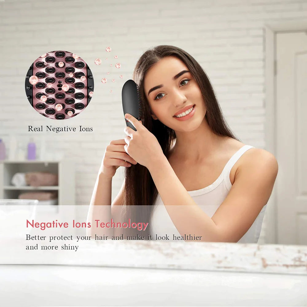 New Hair Straightener Hot Brush Women's Hair Brush For Curler Ceramic Multi-speed Electric Straightening Comb Curling Iron Brush