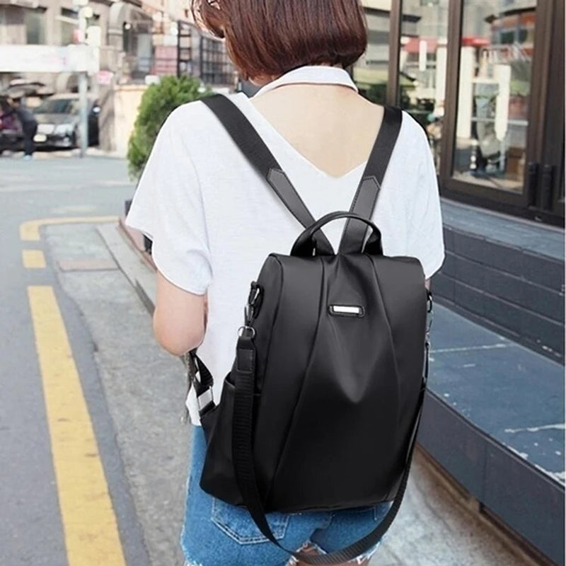 Sac à dos multifonction en Nylon pour femmes, sac d'école décontracté de couleur unie pour filles, sac à bandoulière de voyage à sangle détachable, nouvelle collection