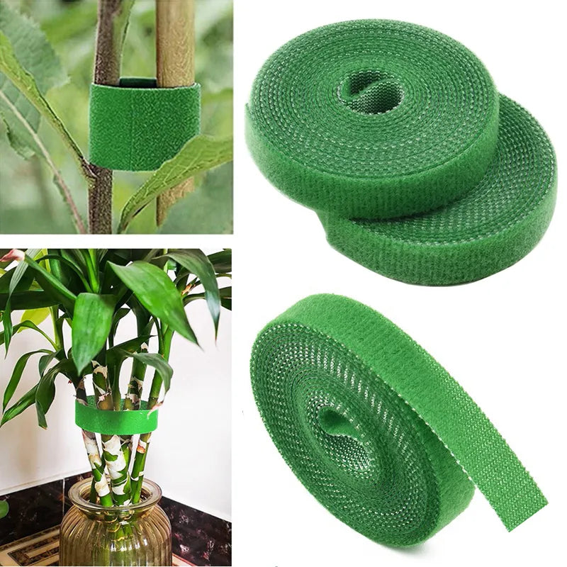 3 Rolls Green Garden Twine Plant Ties Nylon Plant Bandage Garden Hook Loop Bamboo Cane Wrap Support Garden Accessories