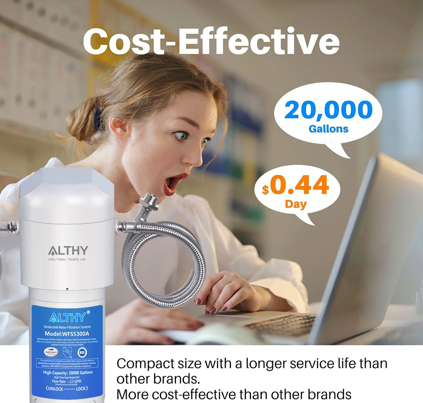 ALTHY Under Sink Drinking Water Filter Purifier -NSF/ANSI Certified Direct Connect Under Counter Drink Water Filtration System