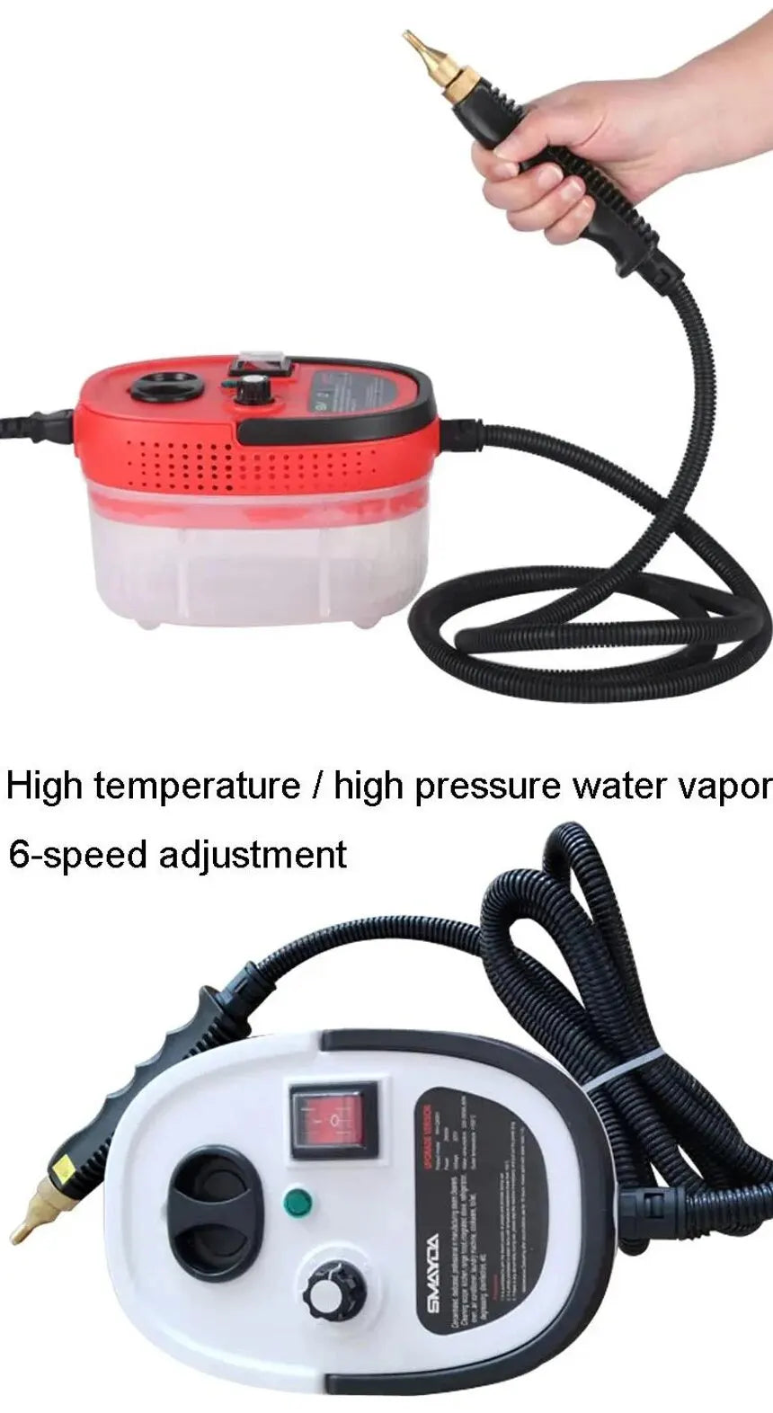 Limpiador a vapor de 2500W y 1200ml, lavadora a presión de alta temperatura, máquina de limpieza a vapor para aire acondicionado doméstico, cocina, capó y coche