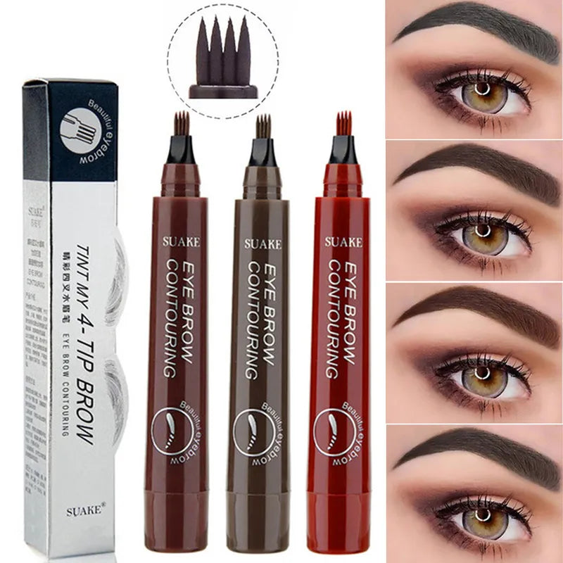 Crayon à sourcils 4 points Maquillajes Para Mujer stylo à sourcils liquide imperméable maquillage longue durée cosmétique Microblade crayon à sourcils