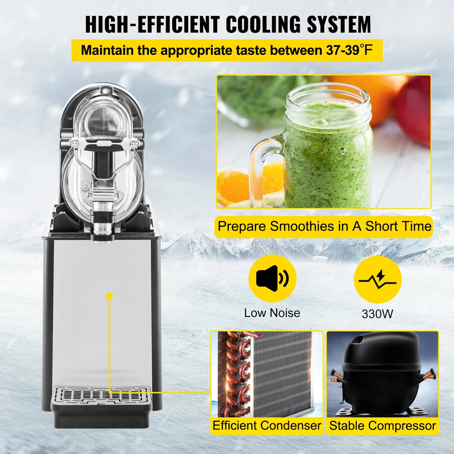 VEVOR 3/6L 1/2 pot Commercial Slushie Machine Slushie fabricant distributeur de boissons glacées jus glacé Smoothie Granita distributeur automatique