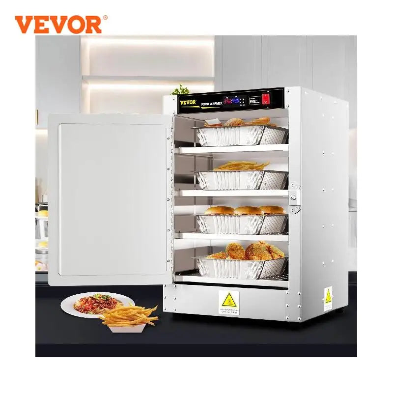 VEVOR-calentador de Pizza de acero inoxidable, 4 estantes, caja de repostería para alimentos calientes, sartén eléctrica multifuncional para restaurante de concesión