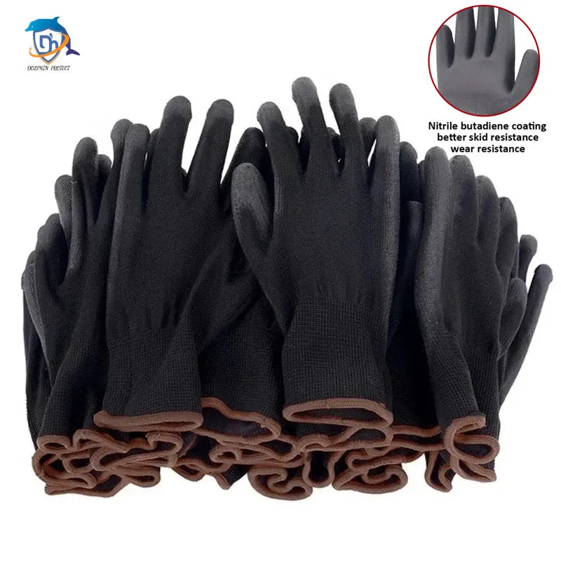 Guantes de poliuretano sin logotipo, guantes de trabajo de seguridad, guantes para reparación, guantes recubiertos de palma, suministros de reparación de carpintero, 10/20 pares