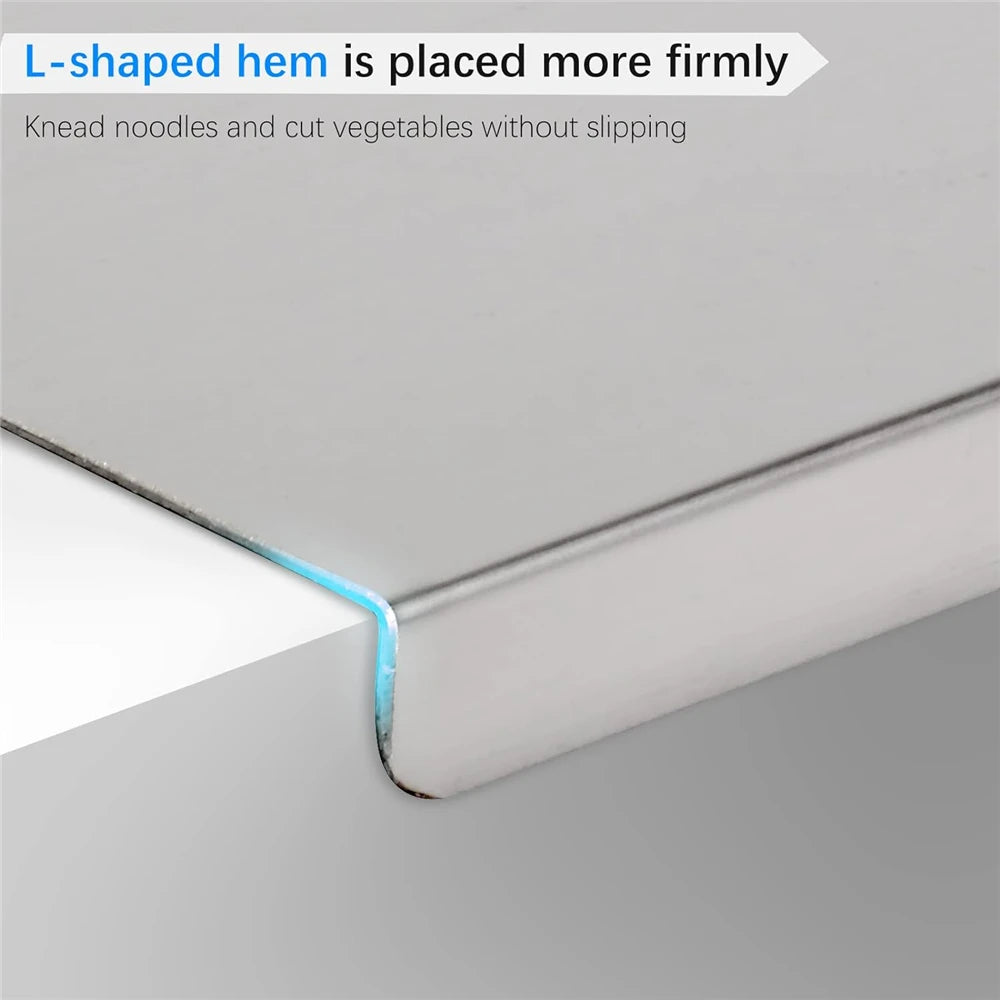 Stainless Steel Cutting Board With Lip Home Pizza Food Chopping Board Pastry Baking Board Countertop Protector Kitchen Gadget