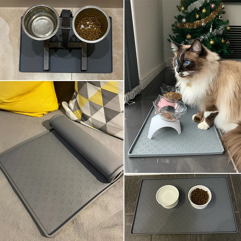 Mantel Individual para mascotas, tapete para cuenco de comida para perros, tapete para alimentación de gatos, mantel individual para alimentación de perros y gatos, mantel impermeable de silicona para cuencos para mascotas, tapetes comederos