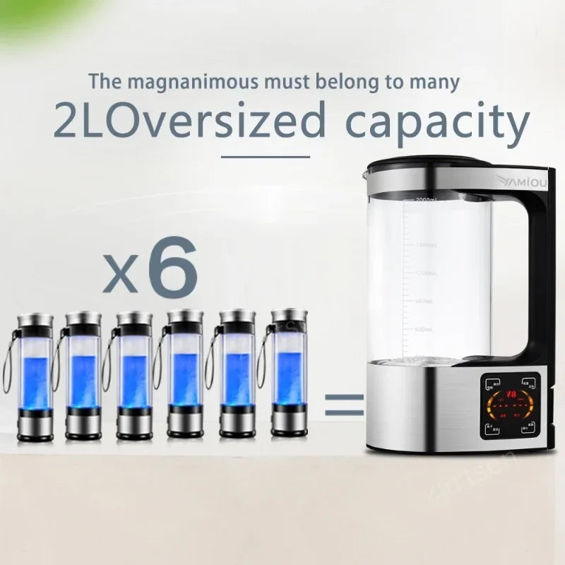 2L Rich Hydrogen Water Bottle Alkaline Water Ionizer Machine Filter Drink Hydrogen Water Generator 110V/220V