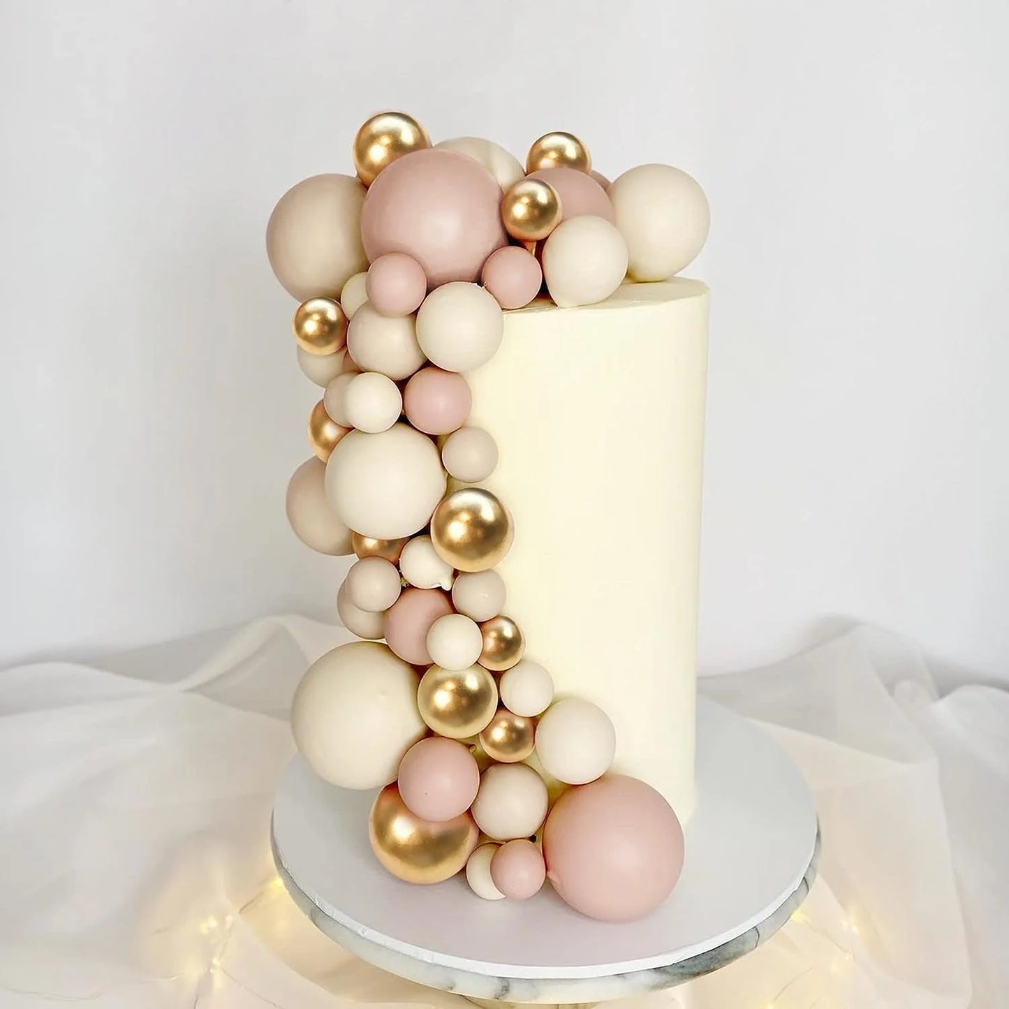 Adorno para pastel con forma de bola marrón claro y dorado de albaricoque, adorno para pastel con temática de oso, recuerdos de fiesta de cumpleaños, decoración de boda