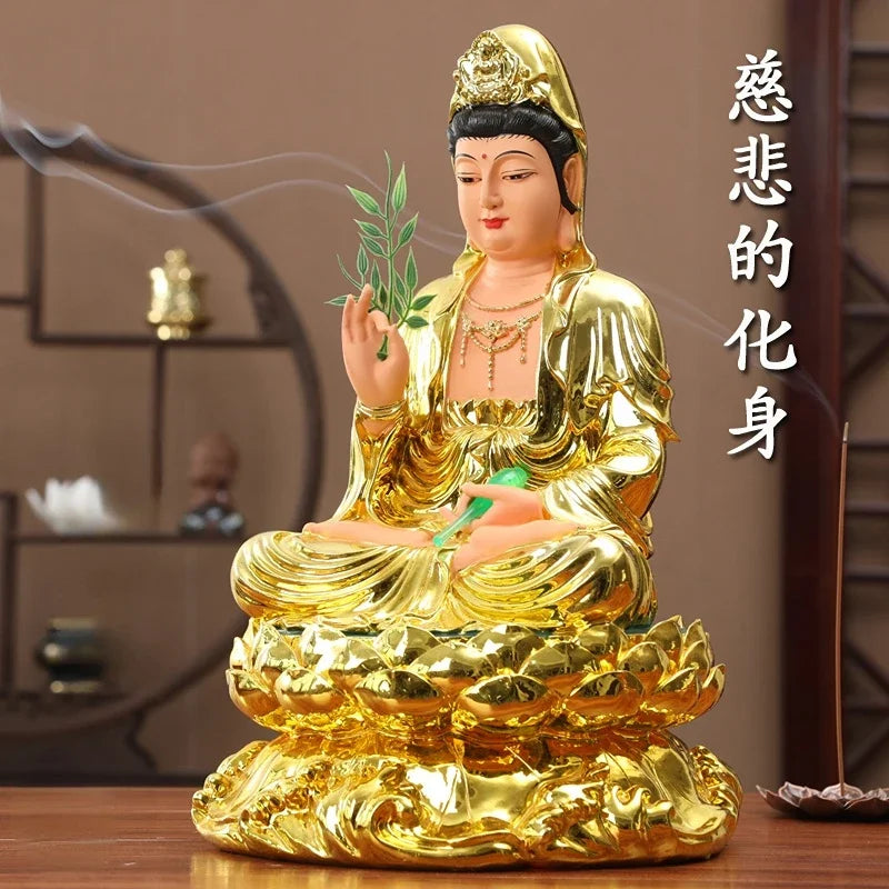 30CM/11.8 "(H) culte à domicile du Temple du bouddha Guanyin résine faite à la main Guanyin Bodhisattva ornements ménagers Nanhai Guanyin dieu