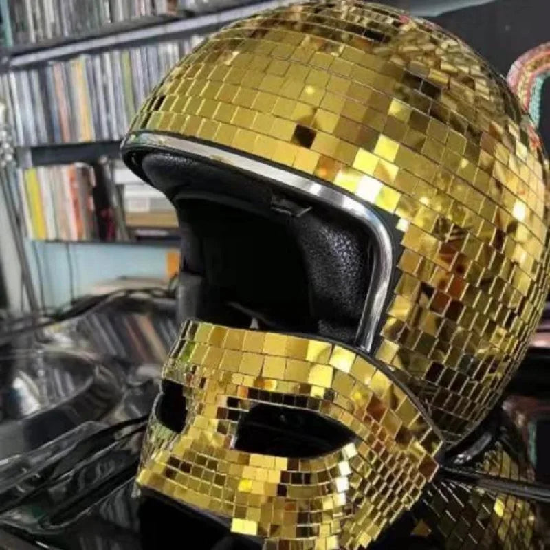 Casque de boule Disco miroir en verre à paillettes, décoration classique de fête, salle de Bar, Art rétro américain, ornements de chapeau brillant Disco