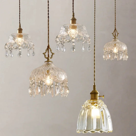 Nordique luxe chambre chevet suspension lampe allée cristal barre Restaurant éclairage salle à manger cuisine Vintage lumières suspendus maison