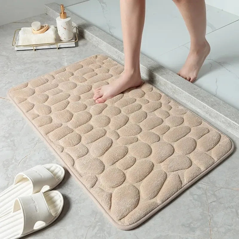 Tapis antidérapant en pierre à mémoire de forme, en relief, pour salle de bain, lavabo, baignoire, côté sol, paillasson de salle de douche