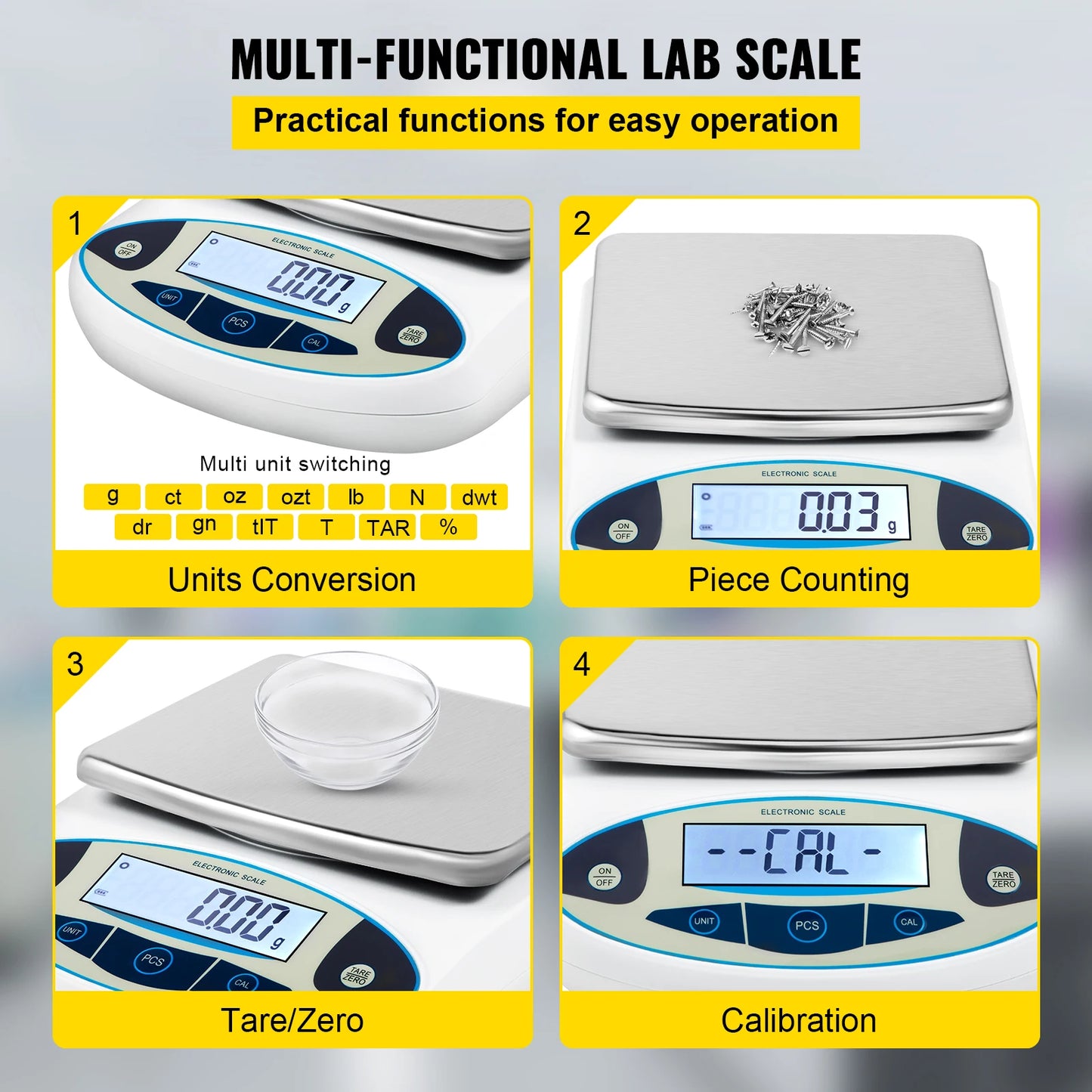 Báscula de cocina VEVOR, balanza analítica de laboratorio de 5000g x 0,01g con pantalla LCD retroiluminada, peso Digital, Mini bolsillo electrónico de precisión