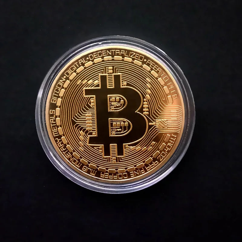 Moneda de Bitcoin chapada en oro, colección de arte coleccionable, regalo físico conmemorativo, Bit de Casascius BTC, imitación antigua de Metal