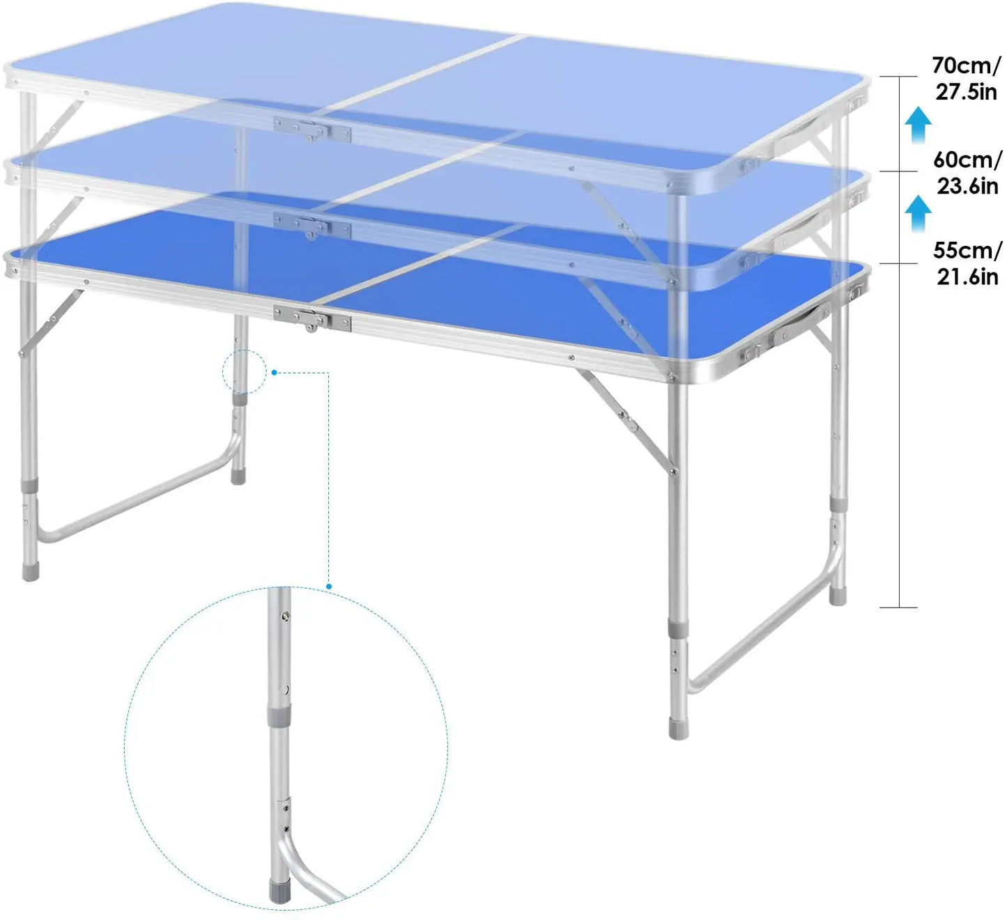 Mesa de camping plegable de aluminio, 120 cm, con 4 taburetes, mesa plegable de jardín, juego de mesa y sillas para exterior