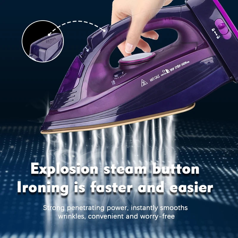 Wireless Steam Iron Handheld 5-speed Adjustable Ironing Machine Portable Ceramic Bottom Plate 2400W European Standard