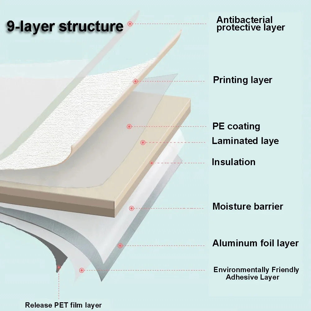 Papel tapiz adhesivo 3D para pared, Panel de revestimiento de paredes impermeable autoadhesivo para sala de estar, dormitorio, baño, decoración del hogar