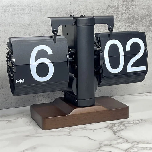 Reloj de escritorio creativo europeo, relojes de escritorio con página abatible hacia abajo, reloj de mesa con tapa Retro, reloj mecánico automático con tapa para decoración del hogar