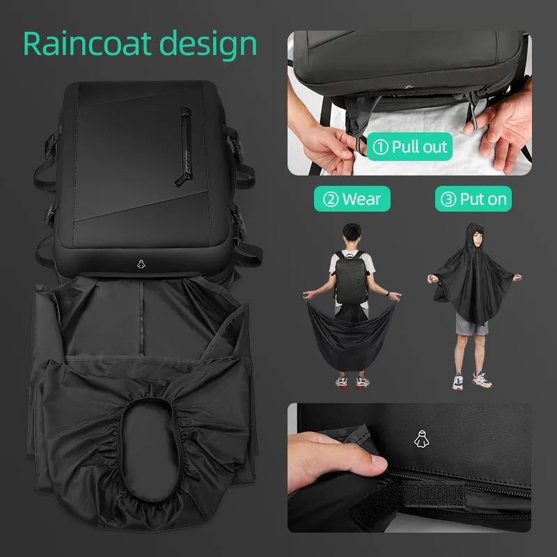 Mochila expandible para ordenador portátil de 17 pulgadas, mochila de viaje de 40l aprobada por vuelo de negocios para hombres