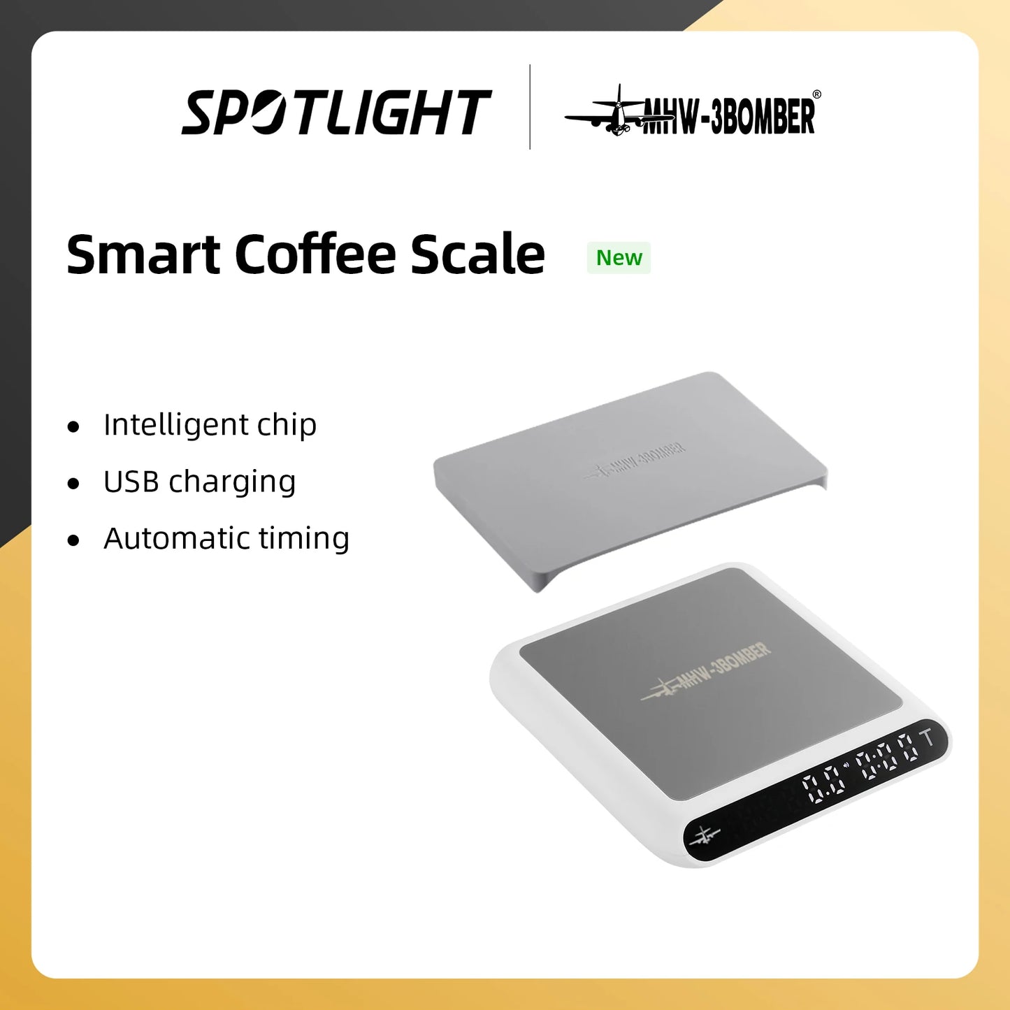 MHW-3BOMBER Smart Drip Espresso Coffee Scale with Auto Timer USB Charging Kitchen Electronic Scale Cafe Home Barista Accessories