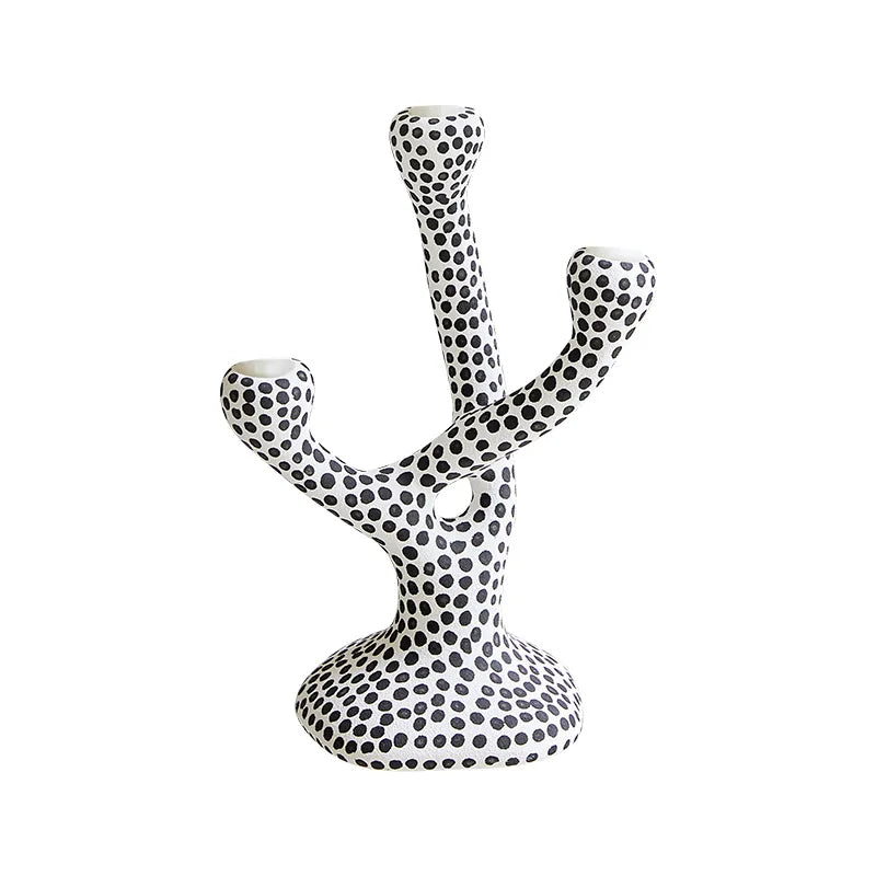 Ceramic Candle Holder Candleholder Polka Dot Pattern Abstract Crafts Wedding Centerpieces Candle Stick Holder Home Decoration