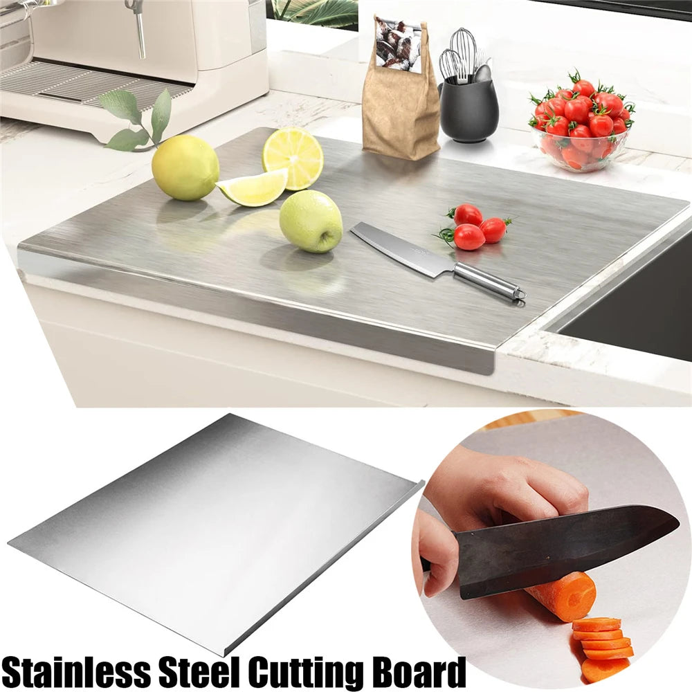 40x30cm Stainless Steel Cutting Board With Lip Home Pizza Food Chopping Board Pastry Baking Board Countertop Protector Kitchen