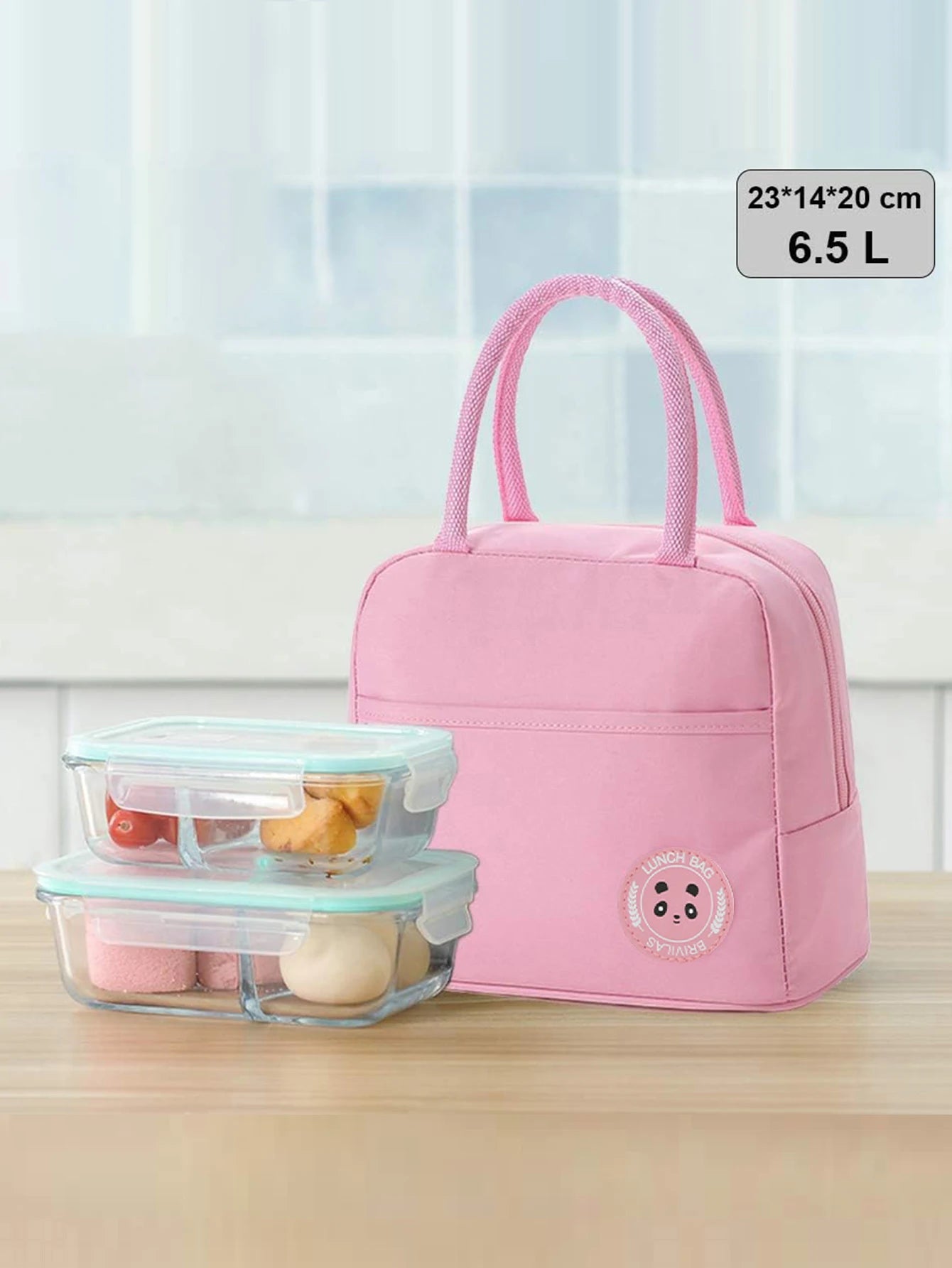 Bolsa Bento con etiqueta de oso, tela Oxford 600D, aislamiento de papel de aluminio grueso, impermeable, duradera, fiambrera ligera