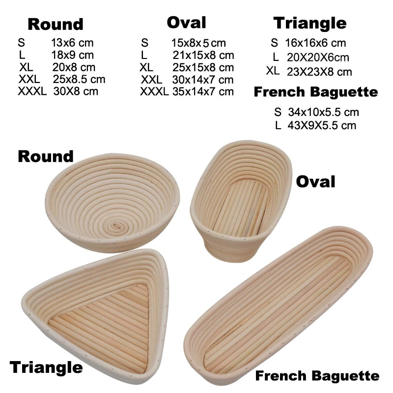 UPORS Rattan Bread Proofing Basket Natural Oval Rattan Wicker Dough Fermentation Sourdough Banneton Bread Basket