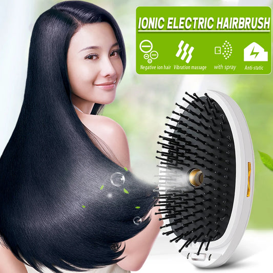 Cepillo alisador y alisador de cabello, peine para masaje del cuero cabelludo con vapor, herramienta de peinado eléctrica iónica para el hogar, para cabello seco y rizado